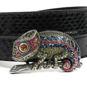 Etro Chameleon Black Leather Vintage Belt.